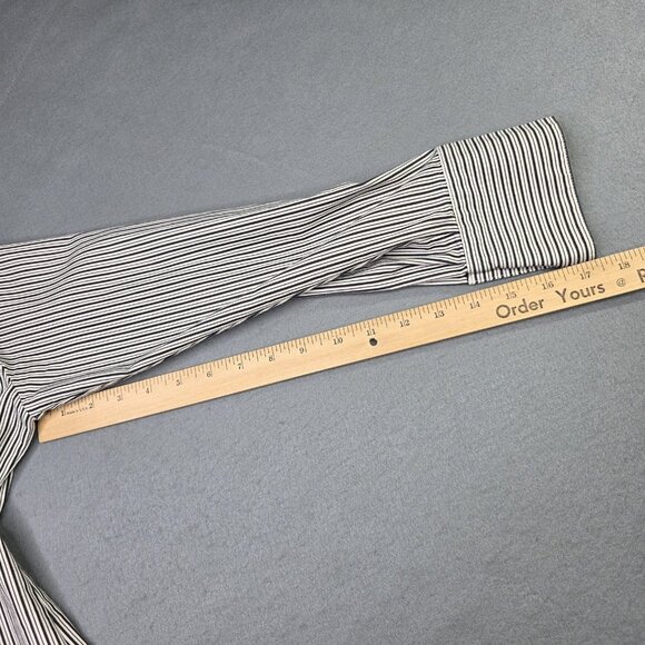 Talbots Shirt Womens 8 Small Black White Stripe Stretch Button Down Top Office - Picture 9 of 11